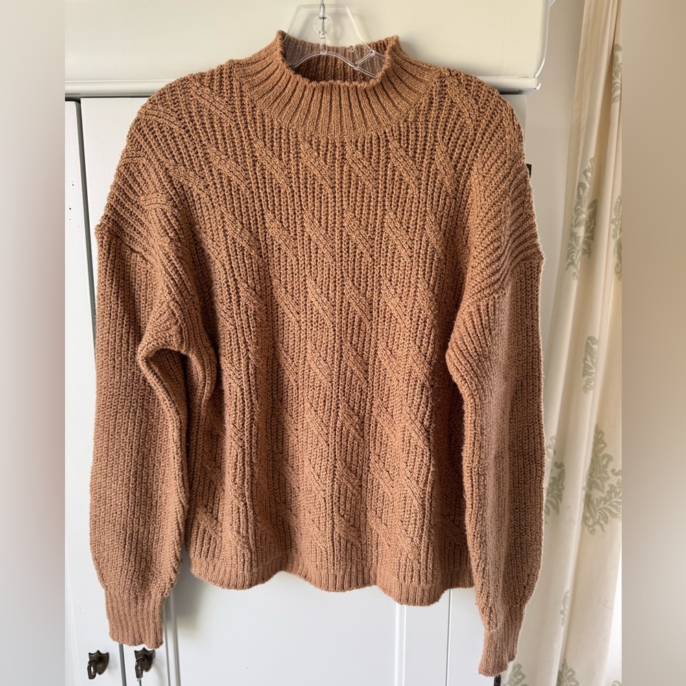 J Crew Women's Cozy Cable Knit Pullover Sweater - Brown